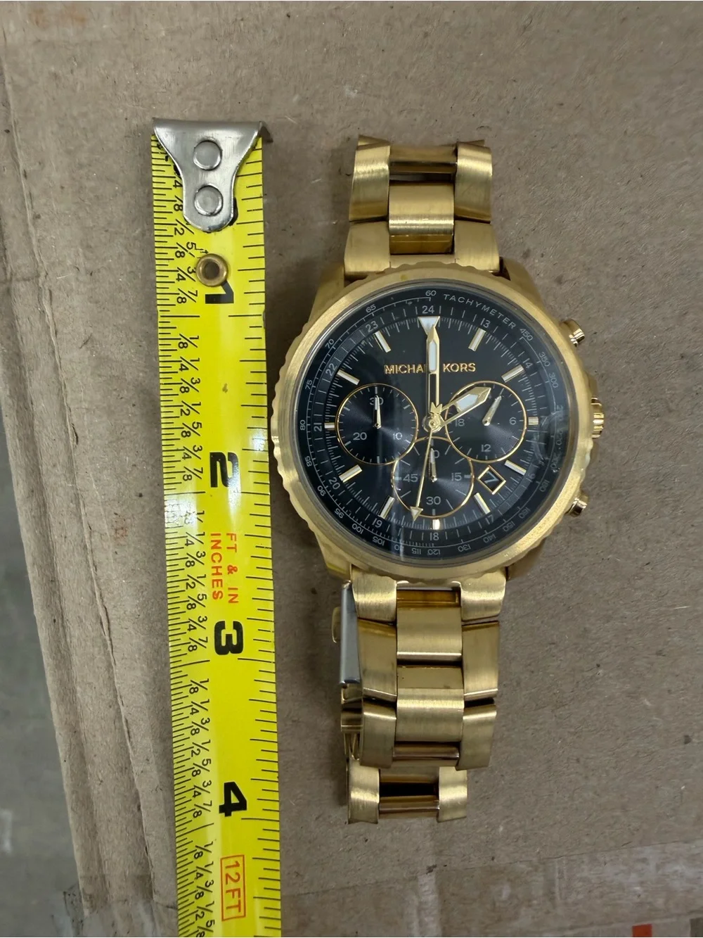 Michael Kors MK-8042 Men’s Gold Tone Chronograph Watch Black Dial AS-IS